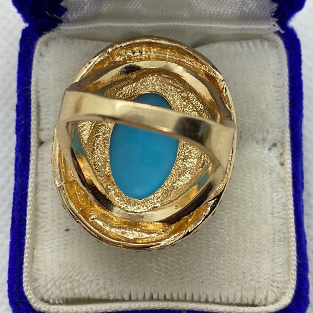 šĀ GoldāToneāTurquoiseā&āRhinestoneāRing - Picture 5 of 5